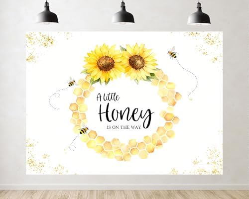 Trykid 10x7ft Sunflower Honeycomb Baby Shower Backdrop A Little Honey is on The Way Yellow Floral Photography Background Gender Reveal Party Decoration Photoshoot Studio Props Fabric by Unknown