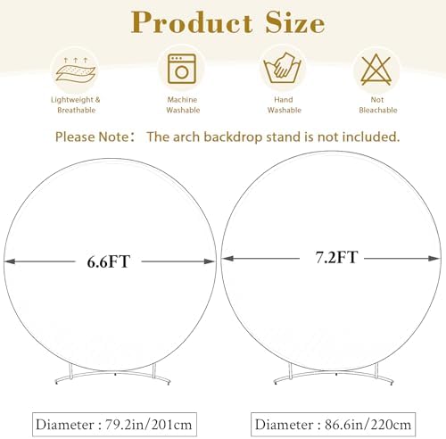 7.2 FT White Round Backdrop Cover with Lights String for Circle Arch Stand Circle Backdrop Cover with LED Fairy Lights for Wedding Arch Baby Shower Birthday Party Photo Shoot Photography Background - Image 6