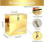 Gold Mirror Acrylic Wedding Card Box - Image 3