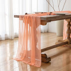 10Pcs Coral Peach Cheesecloth Table Runner 120 Inches for Party Home Decor - Image 5