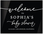 Andaz Press 16"x20" Black Acrylic Personalized Baby Shower Welcome Sign, Gender Neutral Large Custom Sign for Easel Stand, Classic Baby Shower Decorations by AndazPress