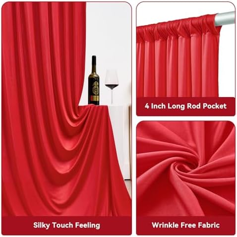 gogoparti 15ft x 10ft Royal Blue Backdrop Curtains Red and Yellow Backdrop Curtains, Wrinkle Free Backdrop Drapes for Birthday Party Background, 6 Panel 2.5x10ft - Image 3