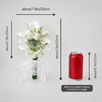 Floral Bouquet 10 Artificial Calla Lilies with 8 Artificial Tulip Flowers, Bridesmaid Bouquet with Wedding Ceremony Festivals Anniversary Bridal Rehearsal Party Bar Table Decor (White) - Image 6