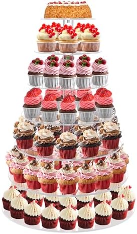 Cupcake Stand for 70 Cupcakes, 7 Tier Acrylic Round Tiered Cupcake Holder by RLHDIS