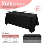 6 Pack Tablecloth 90 x 156 inch Polyester Table Cloth for 8 Foot Rectangle Tables,Stain and Wrinkle Resistant Washable Fabric Table Covers Polyester Black Table Clothes for Wedding,Party,Banquet - Image 2