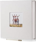 HoneyTolly Large Photo Album Self Adhesive, DIY Scrapbook Album for 3x5 4x6 8x10 Pictures, 60 Pages Linen Cover Memory Book, Ideal Gift for Family Wedding Baby Christmas Anniversary(White) by HoneyTolly