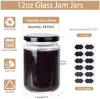 24Pack 12oz Glass Jars with Lids, 350ml Clear Candle Jars for Making Candles, Reusable & Dishwasher Safe Manson Canning Jar Bulk for Jam, Jelly, Honey, Pickles, Spice - Image 2