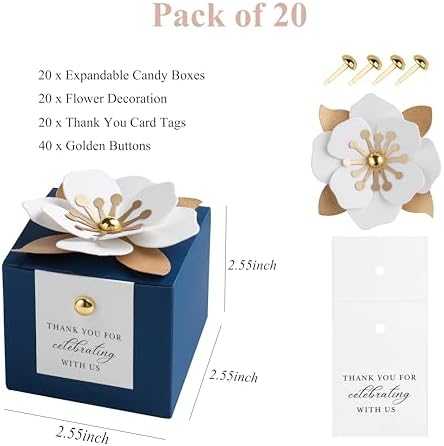 FEIYI 20 PCS Favor Boxes, Navy Blue Candy Boxes 2.55x2.55x2.55 - Image 2