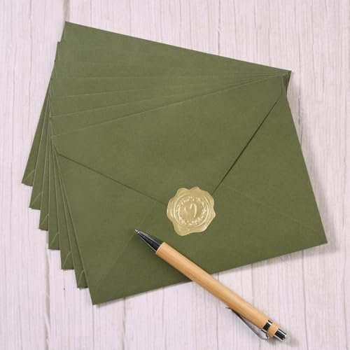 100 Pieces A7 Envelopes 5x7 Olive Green, 5.24 x 7.24 Inches (Pack of 2) - Image 6