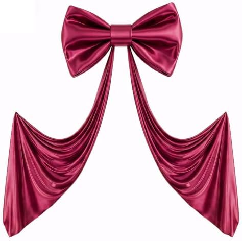 Giant Burgundy Bow for Backdrop 80x24 Inches Large Satin Ribbon Bow Wall Decor for Wedding Birthday Baby Shower Party Photo Booth, Washable Reusable Big Bow for Nursery Bedroom Door Hanging Decoration by Gogoparti