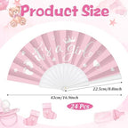 Cinrobiye 24 Pcs Baby Shower Folding Hand Fans for Guest Bear Baby Shower Hand Fans Colorful Foldable Handheld Fan for Gender Reveal Baby Shower Celebration Party Favors Supplies(Pink) - Image 2