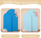 Light Blue and Dark Blue Arch Backdrop Covers 7.2FT 6FT Party Wedding Arch Covers Stretchy Backdrop Set of 2 Baby Shower Bridal Shower Photo Birthday Spandex Arch Stand Cover - Image 2