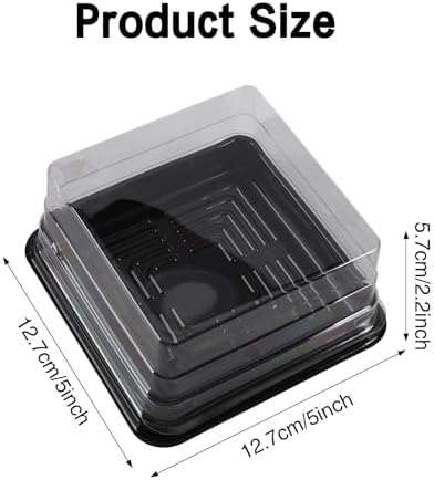 Hewnda 100 Pack Black Cake Pans,Bottom 5Inch X Heigh 2.2Inch Clear plastic mini cake box muffins box cookies box wedding birthday gift box - Image 2