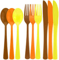 Kochorie 300 Pieces Thanksgiving Plastic Silverware Fall Heavy Duty Utensils Set Heavyweight Disposable Flatware Includes Orange Yellow Brown Spoons Forks Knives for Thanksgiving Dinner Party Supplies by Kochorie
