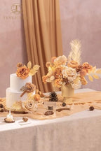TINGE TIME Artificial Wedding Flower Combo, Rose Peony Boho Nude Coffee - Image 6