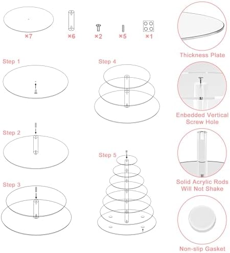 Cupcake Stand for 70 Cupcakes, 7 Tier Acrylic Round Tiered Cupcake Holder - Image 7