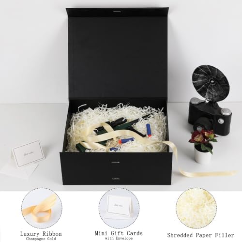 Large Gift Boxes with Lids 5 Pcs 13X11X5.3 In Black Magnetic Gift Box Large - Image 2