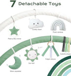 Little Dove Baby Play Gym Mat, Tummy Time Activity Mat with 7 Detachable Toys and 12 Milestone Cards for Stage-Based Sensory and Motor Skill Development, Washable Play Mats for Infant, Green - Image 2