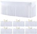gogoparti 6 Pack Spandex White Fitted Table Cloth for 6ft Rectangle Tables White Stretch Tablecloth Table Covers Skirt Banquet Wrinkle Free Tablecloths for Parties Wedding by Gogoparti