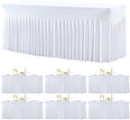 gogoparti 6 Pack Spandex White Fitted Table Cloth for 6ft Rectangle Tables White Stretch Tablecloth Table Covers Skirt Banquet Wrinkle Free Tablecloths for Parties Wedding by Gogoparti
