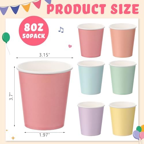Mimorou 300 Pack 8 oz Disposable Paper Cups, Macarons - Image 3