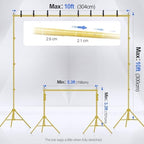 EMART Backdrop Stand 10x10FT Adjustable Back Drop Stand for Party -Gold - Image 2
