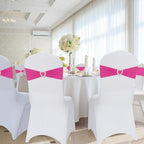 Pack of 60 Spandex Chair Sashes Bows Stretch Chair Cover Band with Buckle Slider Universal Elastic Chair Ties for Wedding Banquet Party Event Decoration (Fuchsia) - Image 6
