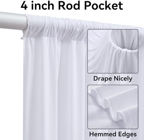 10ftx14ft White Backdrop Curtain for Wedding Parties, Wrinkle Free 2 Panels 14 ft Long Polyester Photo Backdrop Drapes Back Drop Cloth for Birthday Photography Background Party Backdrop - Image 2