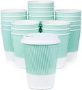 Disposable Coffee Cups With Lids - (80 set) 12 oz Paper To Go Coffee Cups With Resealable Lids Prevent Leaks! Travel Insulated Hot Beverage Drink Cup. Will Not Bend With Heat or Burn Fingers by Glowcoast