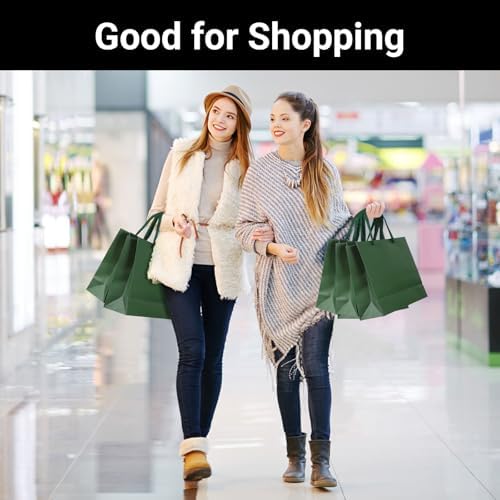 EUSOAR Paper Gift Bags, 20pcs 12.5"x4.5"x11" Green Kraft Gift Wrap Bags with Handles, Merchandise Retail Paper Shopping Wrapping Bags for Business, Craft Grocery, Boutique, Party Favor, Wedding - Image 4