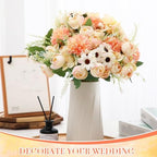 Tigeen 12 Bundles Peonies Artificial Flowers Faux Roses, Champagne - Image 4