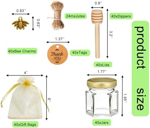 Adabocute Mini Honey Jars - Honey Pot With Honey Dippers, 40 Pack 1.5oz - Image 2