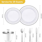 Goodluck 150 Pieces Silver Disposable Plates for 25 Guests - Image 5