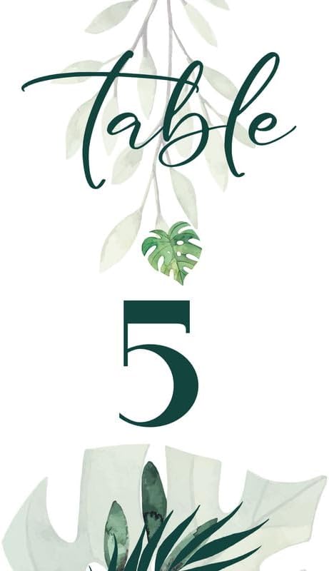 Green Leaf Table Number Cards Double Sided Party Table Numbers for Reception Baby Shower Anniversary Birthday Bridal Party 4x6 Inch, 100 by Unknown