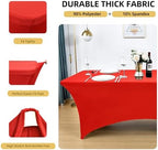 6-Pack 6ft Red Spandex Table Covers for Rectangle Standard Folding Tables - Wrinkle Resistant Stretch Tablecloths - Ultimate Fitted Table Protector for Parties, Trade Shows, Wedding - Image 2