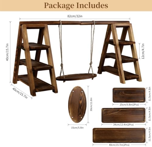 Cupcake Stand, 3 Tier Wood Cake Stands Rustic Cupcake Tower, Round Tiered Tray Stand for Dessert Table Display, Industrial Wooden Serving Stand Wedding, Graduation and Baby Shower (QIUQIAN) - Image 2