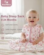 Yoofoss Baby Sleep Sack 0-6 Month 0.5TOG 100% Organic Cotton 2-Way Zipper - Image 2