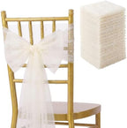 VitalCozy 50 Pack Ivory White Pearls Chair Sashes with Bows Wedding Decor by VitalCozy