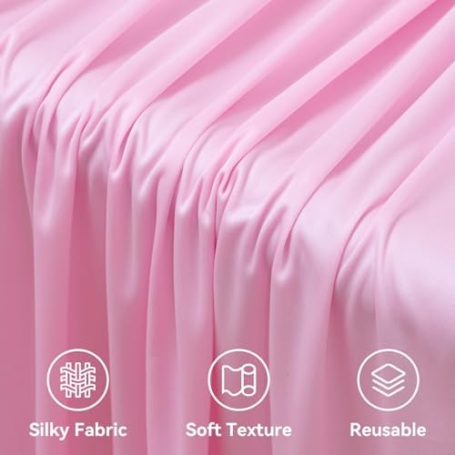 50ftx12ft Pink Backdrop Curtains for Parties, Wrinkle Free Polyester Pink Photo Backdrop Drapes 10 Panels 12 ft Long Back Drop Cloth for Wedding Birthday Photography Background Party - Image 4