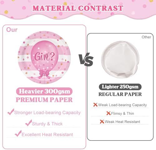 322Pcs Gender Reveal Decorations Kit (Serves 50 Guests) - Girl or Boy Gender Reveal Decorations, Disposable Tableware with Plates & Napkins, Tablecloth, Banner for Baby Shower - Image 4