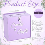 BreezeHug 10" Lilac Acrylic Wedding Card Box with Lock, Purple Money Box - Image 2