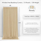 60ftx12ft Champagne Backdrop Curtain for Wedding Party 12 Panel 5×12FT Tall - Image 4