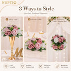NUPTIO Flower Balls for Wedding Centerpieces - 6 Pcs 9.5 inch Diameter Fake Flower Ball Arrangement Bouquet Party Centerpieces for Tables - Dusty Rose Bouquet Centerpiece Flowers for Wedding Table - Image 3