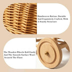 Vintage Wicker Stroller-Style Flower Basket with Wheels, for Wedding Party - Image 6