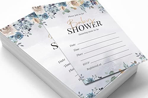Pack of 30, Girl Baby Shower Party Collection, Baby Shower Invitation Cards, Fill in the Blank Invites WIth Envelopes, Floral Theme Party Supplies - Image 3