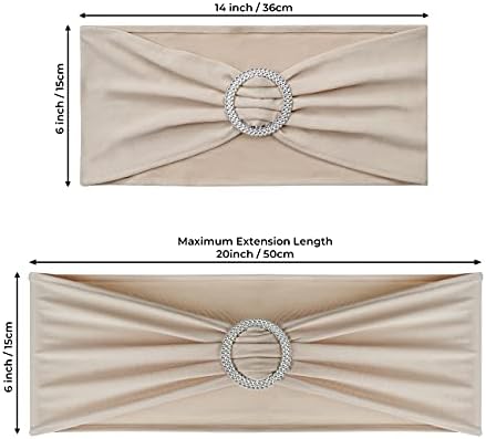 Babenest 50PCS Spandex Chair Sashes Bows for Wedding Party, Champagne - Image 6