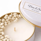 Personalized Natural Soy Wax Wedding Favor Candle Gift Set for Guest - Fall Winter Christmas Custom Dried Flower Bridal Baby Shower Gifts in Bulk (20 Pieces, Yellow Flower) - Image 2