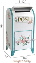 Vintage Wedding Mailbox Post Box Large Metal Wedding Decor Card Box Mail Boxes with Slot & Lid Flower Bird Design for Retro Antique Baby Birthday Shower Graduation Party Reception Gift - Image 2