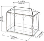 Glass Cards Box with Slot & Lock - 10.2" x 5.9" x 8" Vintage Geometric, Wedding Receptions, Home Reception, Tabletop Decor, Christmas Party, Silver - Slot Length 6.1 Inches - Image 5