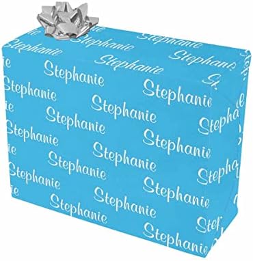 MyPupSocks Customized Add Your Photo Face Wrapping Paper Sheets Initials Name Text Blue Gift Wrapping Paper for All Birthday Occasions 3 Rolls 58x23 inch by MyPupSocks